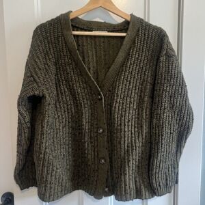 Marine Layer Sweater Womens XS Chunky Knit Cardigan Oversized Green